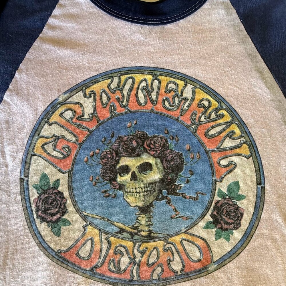 Authentic Vintage Grateful Dead T Shirt Baseball Style Bertha Skeleton and Roses
